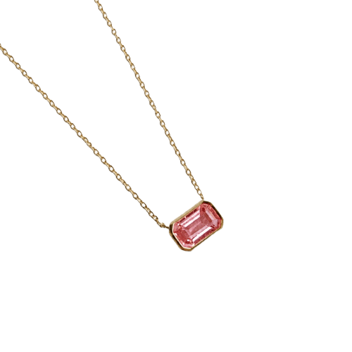 Collier Love More - Collier serti clos en or 18K et saphir padparadscha 58 Facettes GPD1015PP