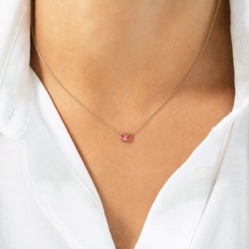 Collier Love More - Collier serti clos en or 18K et saphir padparadscha 58 Facettes GPD1015PP