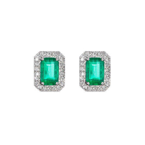 Boucles d'oreilles Boucles d'oreilles en or blanc 18K, émeraudes et diamants 58 Facettes GER1319WG