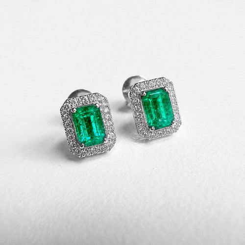 Boucles d'oreilles AITCHES - Boucles d'oreilles en or blanc, émeraudes et diamants 58 Facettes GER1319WG