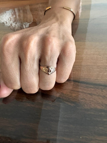 Bague 53 Bague en or rose, jaune et blanc 58 Facettes id: 1767002