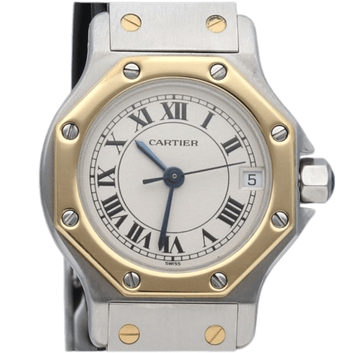 Montre Cartier Santos - Montre ronde octogonale en or jaune et acier 58 Facettes MT46781
