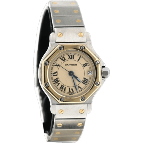 Montre Cartier Santos - Montre ronde octogonale en or jaune et acier 58 Facettes MT46782