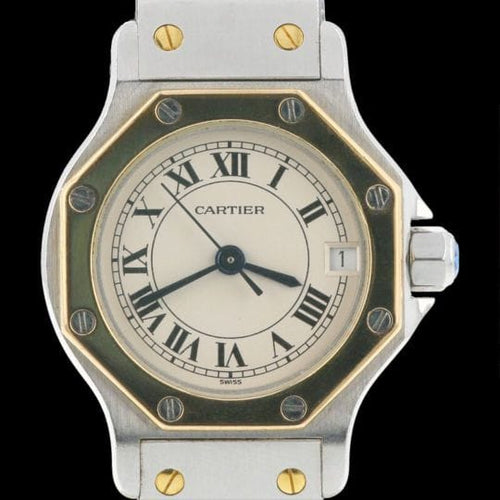 Montre Cartier Santos - Montre ronde octogonale en or jaune et acier 58 Facettes MT46782