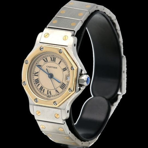 Montre Cartier Santos - Montre ronde octogonale en or jaune et acier 58 Facettes MT46782