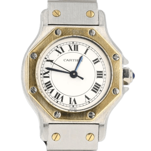 Montre Cartier Santos - Montre ronde octogonale en or jaune et acier 58 Facettes MT46783
