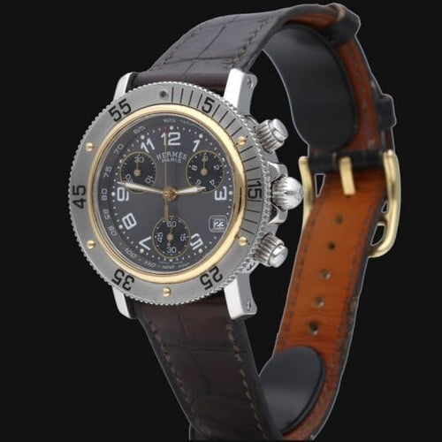 Montre Hermès Clipper Chronograph - Montre en acier 58 Facettes MT46100