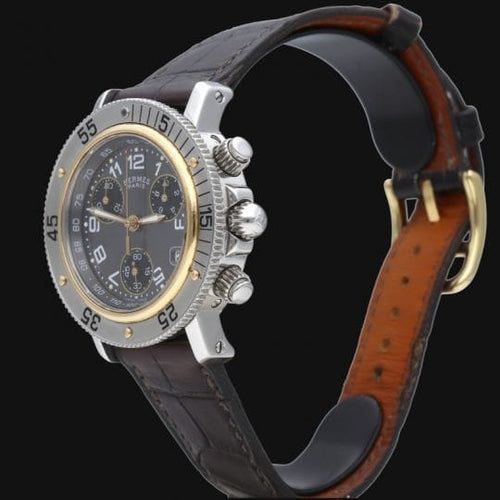 Montre Hermès Clipper Chronograph - Montre en acier 58 Facettes MT46100