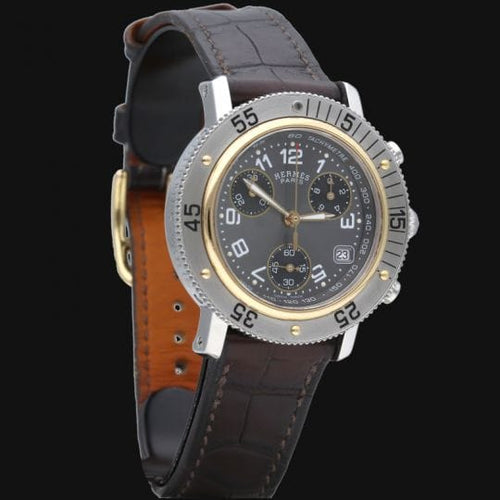 Montre Hermès Clipper Chronograph - Montre en acier 58 Facettes MT46100