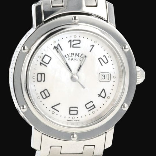 Montre Hermès Clipper - Montre en acier et diamants 58 Facettes MT46111