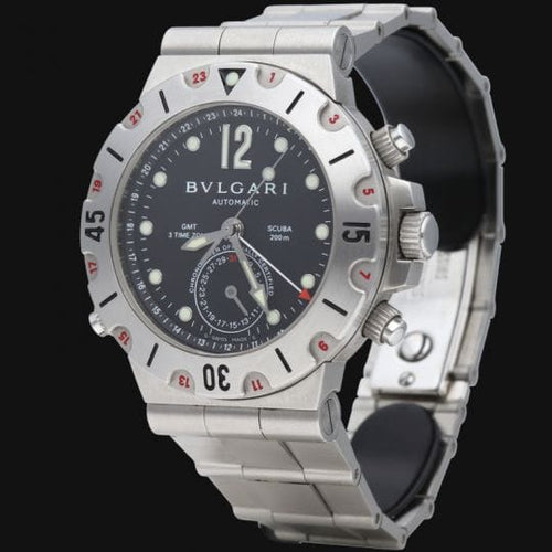 Montre Bulgari Diagono Scuba GMT - Montre en acier 58 Facettes MT46069