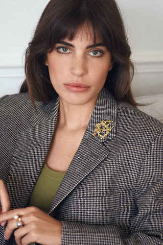Boucles d'oreilles Hermès - Broche clip Feuillage en or jaune 58 Facettes