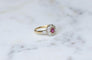 Bague 52.5 Bague marguerite ancienne en or rose, platine, rubis birman et diamants 58 Facettes