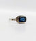 Bague 56 Art déco - Bague géométrique en or blanc 18k et verre bleu 58 Facettes A07155