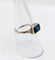 Bague 56 Art déco - Bague géométrique en or blanc 18k et verre bleu 58 Facettes A07155