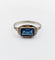 Bague 56 Art déco - Bague géométrique en or blanc 18k et verre bleu 58 Facettes A07155
