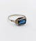 Bague 56 Art déco - Bague géométrique en or blanc 18k et verre bleu 58 Facettes A07155