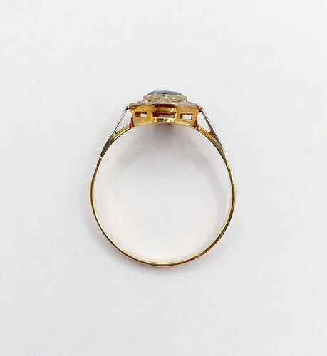 Bague 53.5 Bague Art déco en or 18k, pierre bleue et monture géométrique 58 Facettes A07156