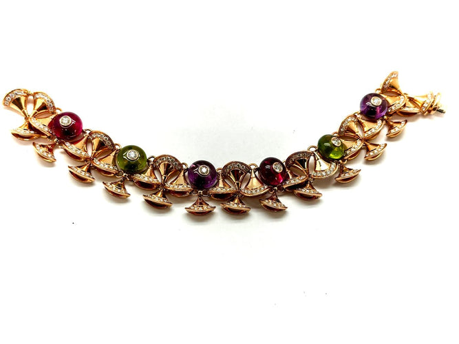 Bracelet Bulgari Divas' Dream - Bracelet en or rose, diamants et pierres de couleur 58 Facettes M9497