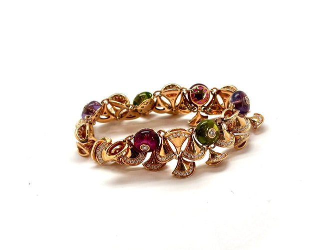 Bracelet Bulgari Divas' Dream - Bracelet en or rose, diamants et pierres de couleur 58 Facettes M9497