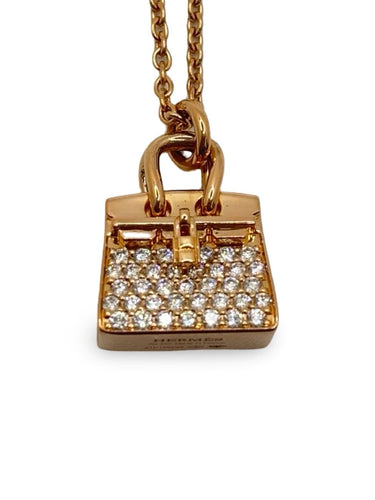 Collier Hermès Sac Birkin - Collier en or rose 18K et diamants 58 Facettes 1963