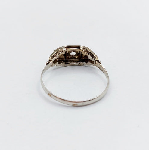Bague 54.5 Bague tank Art déco en or blanc 18k et spinelle synthétique 58 Facettes A07171