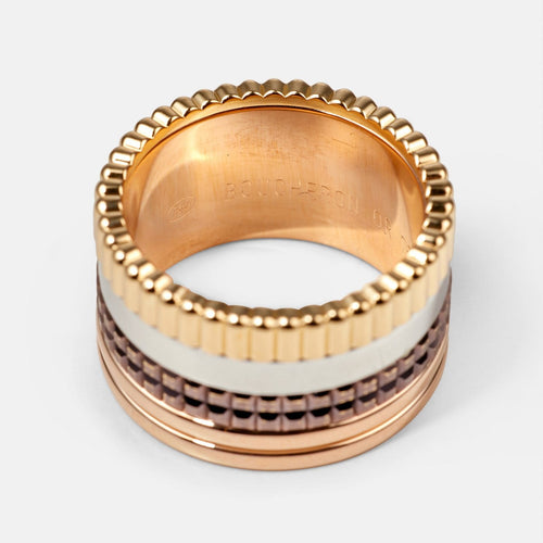 Bague 50 Boucheron Quatre - Bague en ors 18 carats et PVD marron 58 Facettes 195