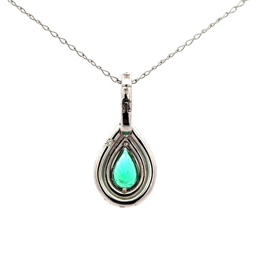 Pendentif Rain of Light - Pendentif en or blanc, émeraude et diamants 58 Facettes 50468