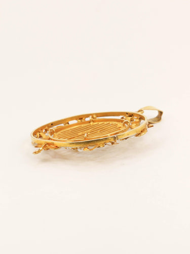 Pendentif Belle Époque - Pendentif rond en or jaune, perles et diamants 58 Facettes 1233.4