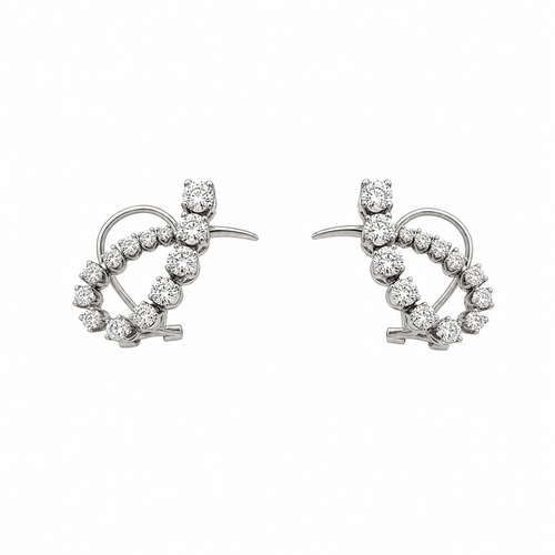 Boucles d'oreilles Art déco - Boucles d'oreilles géométriques en or blanc et diamants 58 Facettes 50469