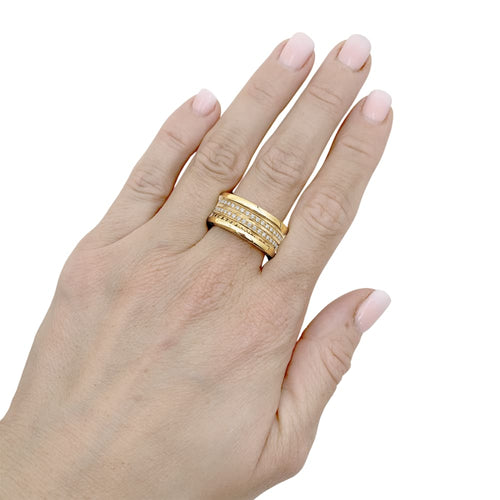 Bague 59 Bulgari B.Zero1 - Bague en or jaune et diamants 58 Facettes 35672