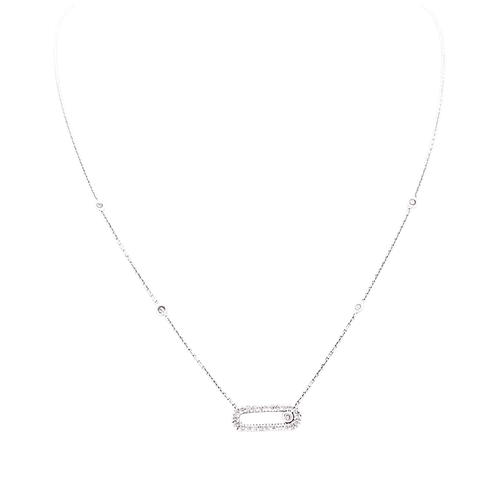 Collier Messika Move Uno Pavé - Collier en or blanc et diamants 58 Facettes 35705