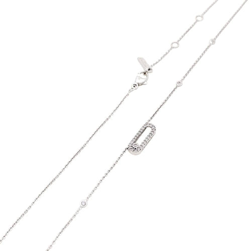 Collier Messika Move Uno Pavé - Collier en or blanc et diamants 58 Facettes 35705