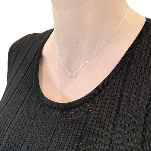 Collier Messika Move Uno Pavé - Collier en or blanc et diamants 58 Facettes 35705