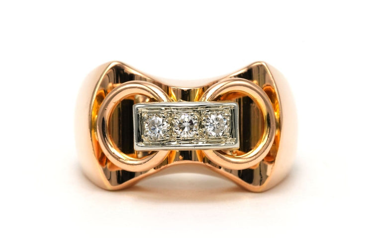 Bague 56 Bague Art déco en or jaune 18 carats et diamants 58 Facettes 23799