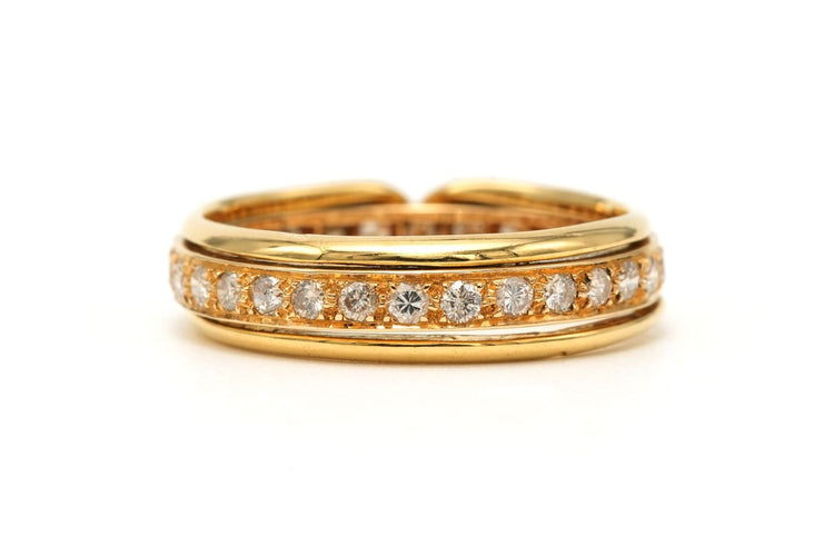 Bague 55 Alliance américaine contemporaine en or jaune 18 carats et diamants 58 Facettes B870