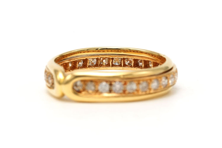 Bague 55 Alliance américaine contemporaine en or jaune 18 carats et diamants 58 Facettes B870