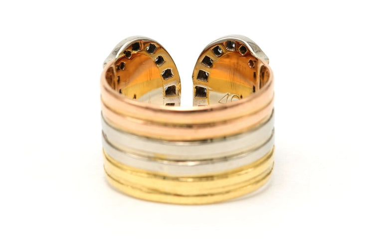 Bague 49 Cartier Double C - Bague en or jaune, blanc et rose avec diamants 58 Facettes B869