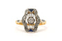 Bague 57 Bague Art déco en or jaune et blanc 18 carats, diamants et saphirs 58 Facettes 23810