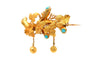 Broche Napoléon III - Broche en or jaune et turquoises 58 Facettes B872