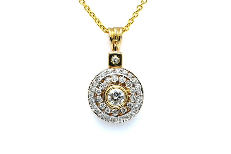Pendentif Pendentif contemporain en or jaune 18 carats et diamants 58 Facettes B874