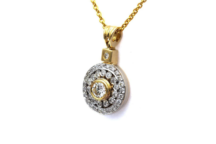 Pendentif Pendentif contemporain en or jaune 18 carats et diamants 58 Facettes B874