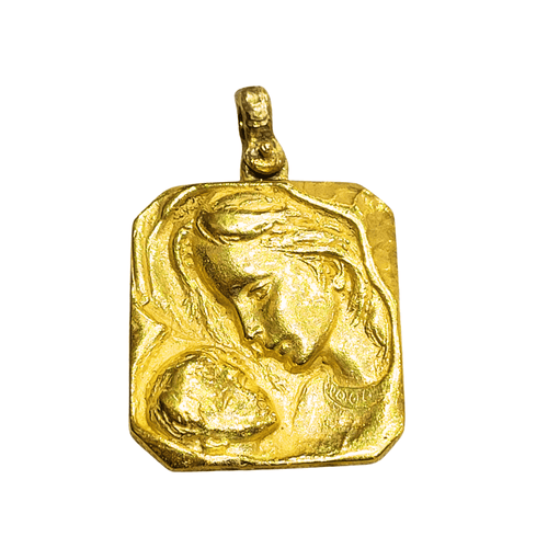 Pendentif Médaille Vierge à l'Enfant en or jaune 18K 58 Facettes CL193
