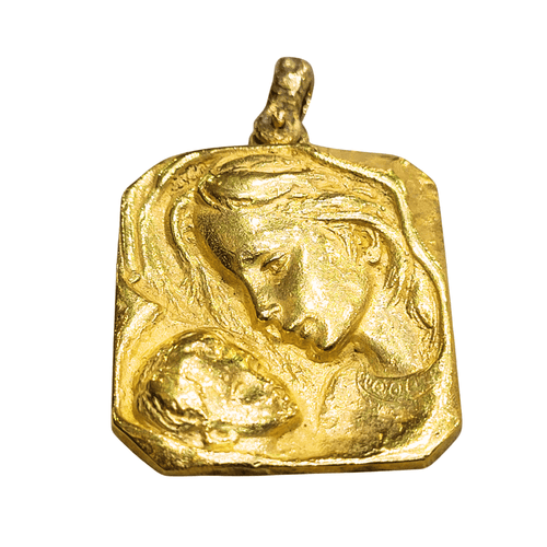 Pendentif Médaille Vierge à l'Enfant en or jaune 18K 58 Facettes CL193