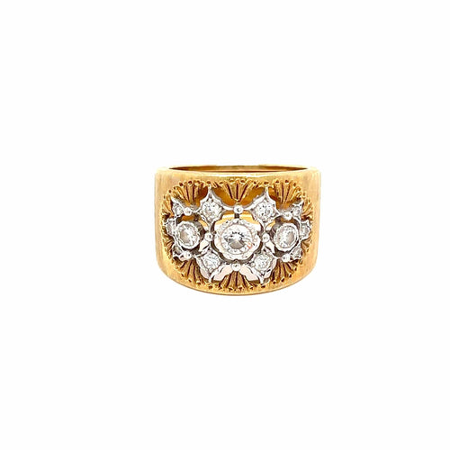 Bague 54 Mario Buccellati - Bague vintage en or jaune, or blanc et diamants 58 Facettes