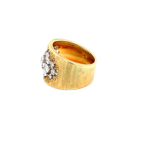 Bague 54 Mario Buccellati - Bague vintage en or jaune, or blanc et diamants 58 Facettes