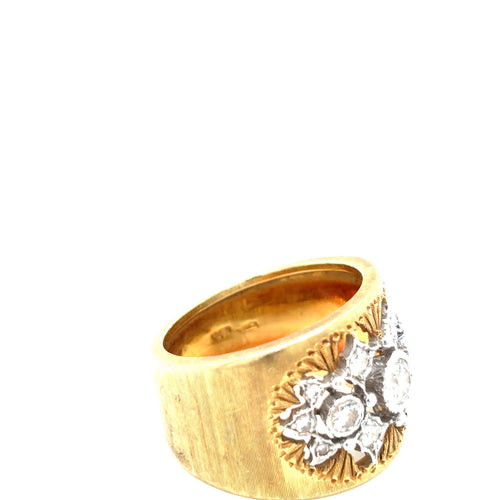 Bague 54 Mario Buccellati - Bague vintage en or jaune, or blanc et diamants 58 Facettes