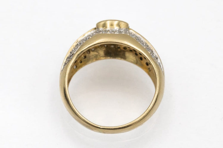 Bague 53 Bague vintage en or jaune avec émeraude et diamants 58 Facettes 12077