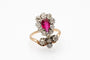 Bague 52 Bague Art nouveau en or jaune, platine, diamants et rubis synthétique 58 Facettes 10660