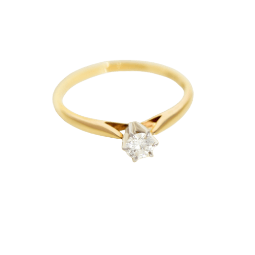 Bague 57 Bague solitaire vintage en or jaune et diamant 0,30 ct 58 Facettes HJ250258